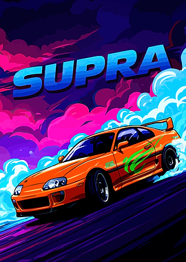 Orange Supra Car Digital Art