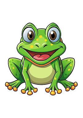 Cartoon Green Frog Smiling