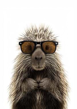 Cool Porcupine with Sunglasses Portrait