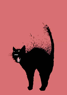 Arched Back Black Cat Illustration