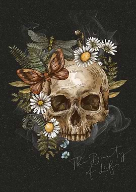 Skull with Flowers and Insects