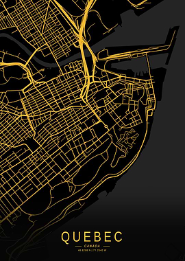 Golden Quebec City Map