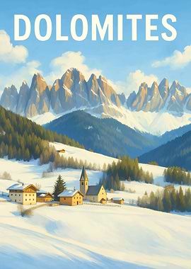 Dolomites Winter Landscape