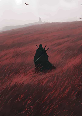 Lone Samurai in Red Field