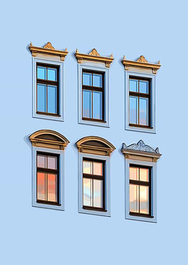 Six Windows on a Blue Wall