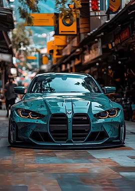 Teal BMW M4 in Urban Setting