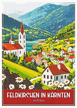 Feldkirchen in Kärnten Austria Travel Poster