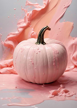 Pink Splash Pumpkin - Pastel Aesthetic Wall Art