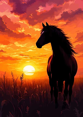 Horse Silhouette at Sunset