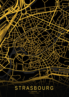 Golden Strasbourg City Map