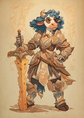 Cow Knight with Cheese Sword