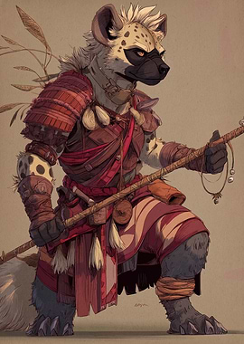Anthropomorphic Hyena Warrior Illustration