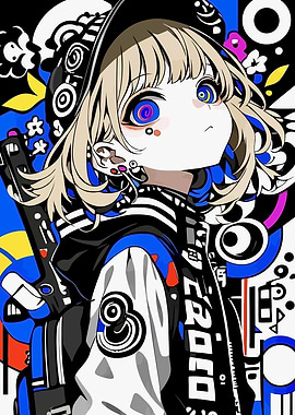 Anime Girl with Abstract Background