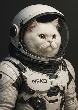 Futuristic Persian Cat In Space suit