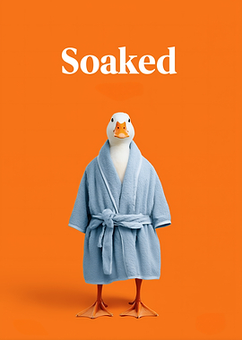 Soaked – Funny Duck in Bathrobe Poster