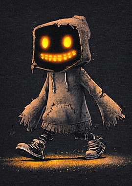 Hooded Figure with Glowing Face