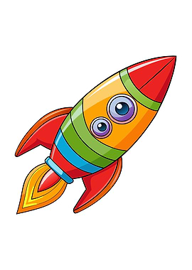 Cartoon Rocket Ship with Eyes