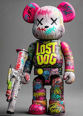 Graffiti Bearbrick with Spray Gun