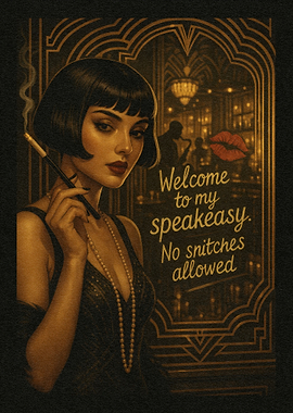 Speakeasy Flapper Girl Art Deco Poster