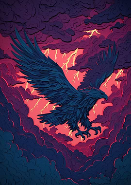 Eagle in Stormy Sky Portrait