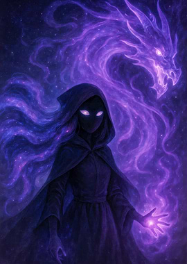 Mystic Figure with Dragon Spirit