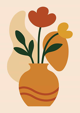 Abstract Floral Arrangement in Vase