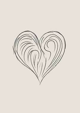 Abstract Heart Line Art