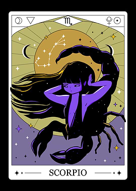 Scorpio Zodiac sign. Tarot Card Art Poster