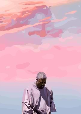 Kanye West Portrait with Pink Sky