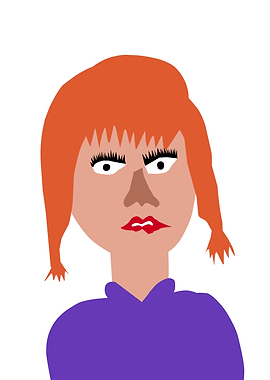 Cartoon Woman with Orange Hair