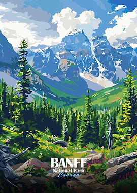 Banff National Park Canada Illustration