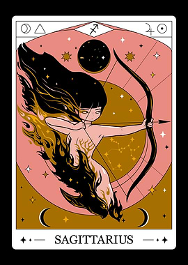 Sagittarius Zodiac sign. Tarot Card Art Poster