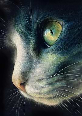 Close-up Cat Portrait With Green Eyes