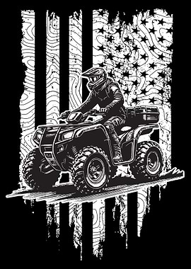 All-Terrain Vehicle ATV Rider American Flag Graphic - Quad Bike