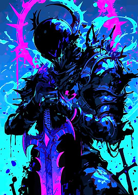 Neon Knight with Sword
