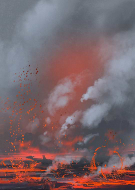 Volcanic Eruption Digital Art