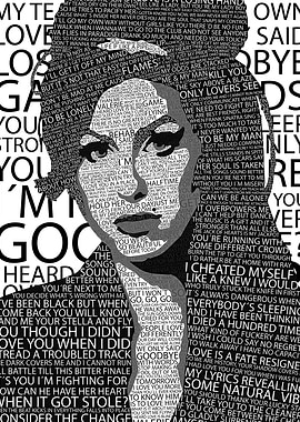 Amy Winehouse Typography Portrait