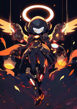Futuristic Angel Robot Halo
