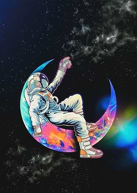 Astronaut on Moon in Space
