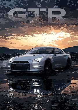 Nissan GTR at Sunset