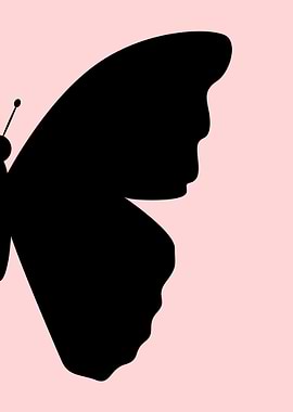 Butterfly Silhouette on Pink Background