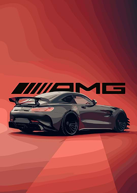 AMG Car Illustration on Red Background