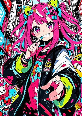 Anime Girl in Urban Setting