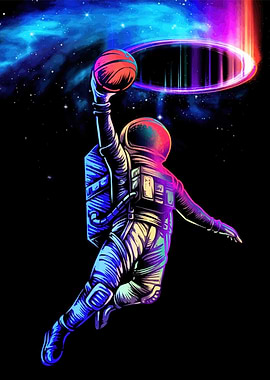 Astronaut Slam Dunk in Space