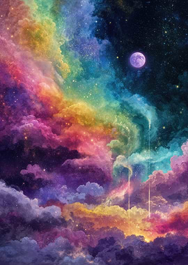 Purple Moonlight on the Rainbow Nebula