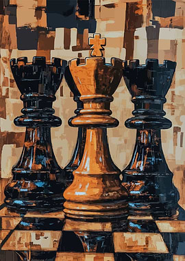 Chess Pieces Painting