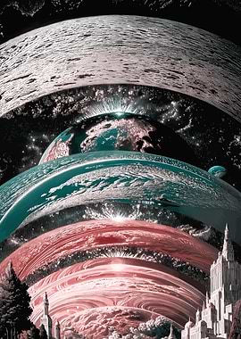 Layered Planets with Cityscape