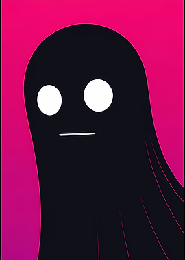 Minimalist Ghost Illustration on Pink Background