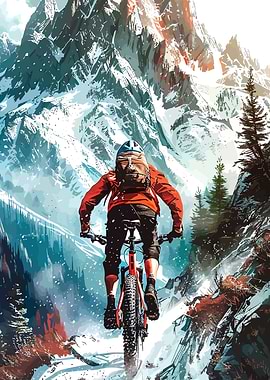 Mountain Biking Adventure in Snowy Peaks