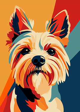 Pop Art Yorkshire Terrier Portrait Minimalist Art Illustration